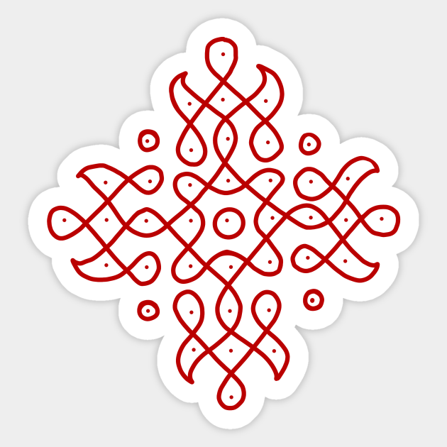 Dot Kolam, Red transparent Kolam, Muggu, rangoli Kolam Sticker